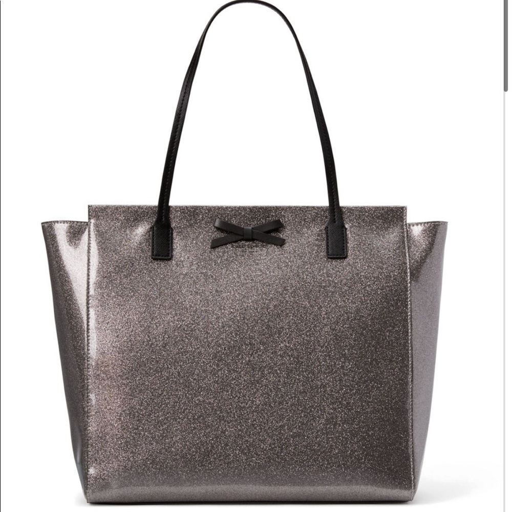 Brand New Kate Spade New York Mavis Street Glitter Taden Tote in Anthracite